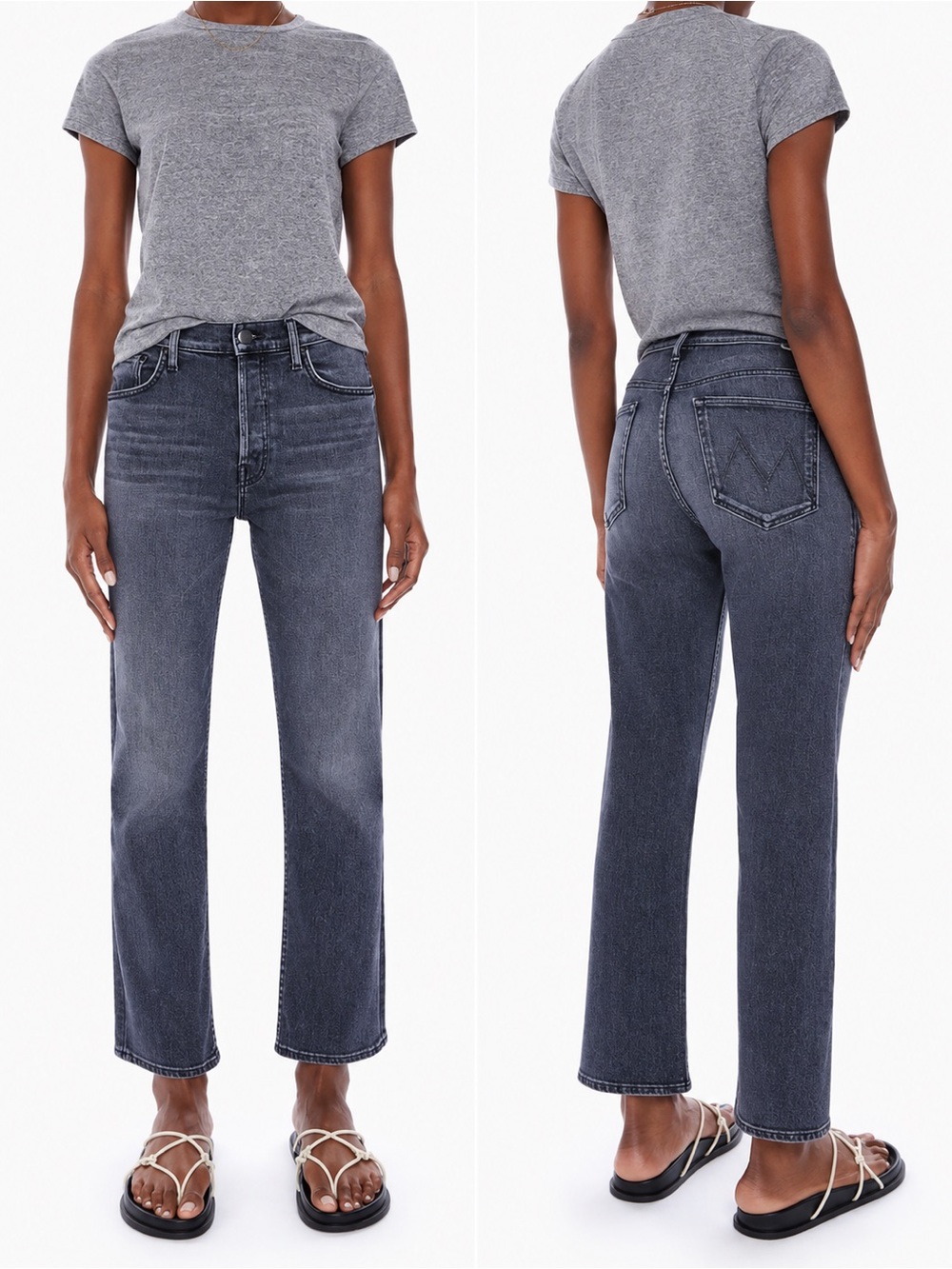 Mother The Tomcat Ankle Straight Leg Jean X Marks The Spot Faded Black